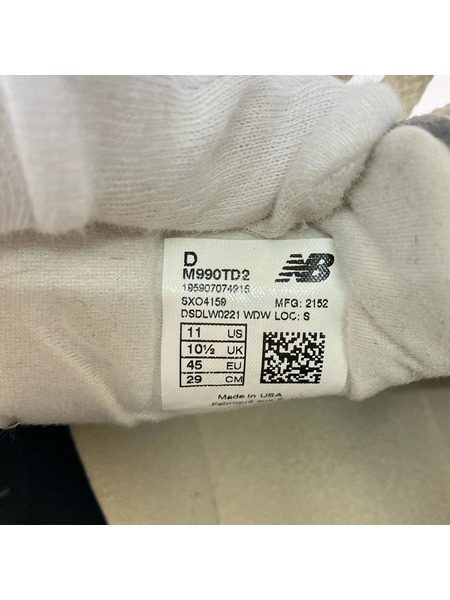 NEW BALANCE スニーカー 990V2 (29.0cm) グレー
