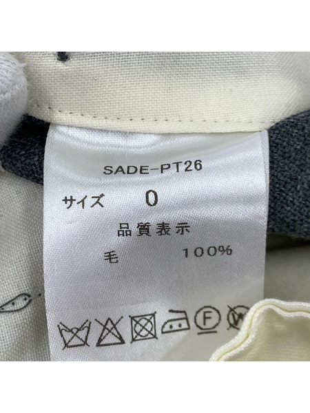 SADE PT26 ベルテッドデザイン ワイドストレートスラックス 0 グレー