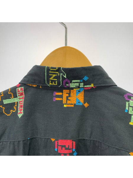 COMME des GARCONS HOMME PLUS 24ss 刺繍プリント ロングシャツ S ブラック