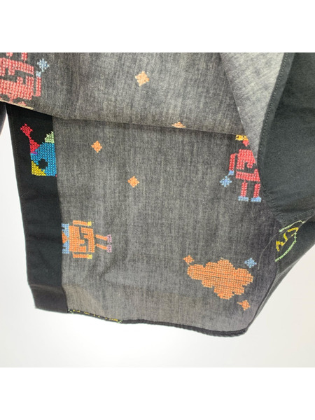 COMME des GARCONS HOMME PLUS 24ss 刺繍プリント ロングシャツ S ブラック