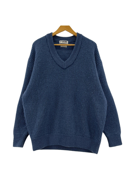 ニット・セーター LUCEBER エルボーパッチ ニットセーター 青 (M)