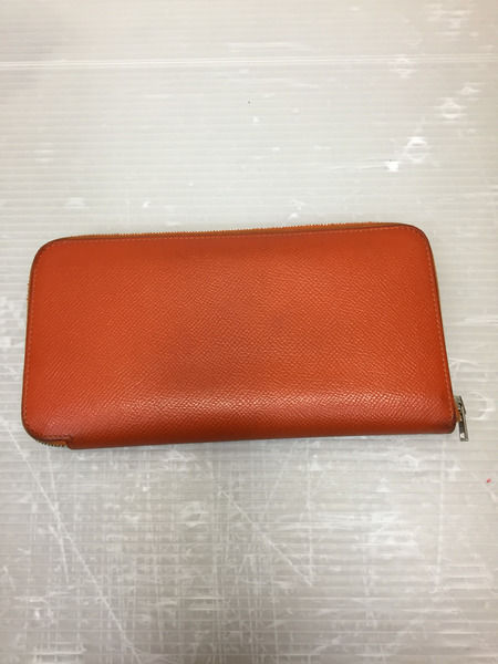 HERMES/アザップロング/シルクイン/ラウンドファスナー/ロングウォレット/オレンジ[値下]
