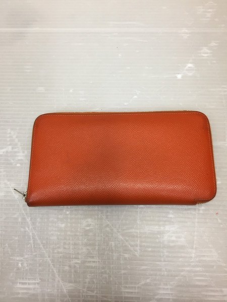 HERMES/アザップロング/シルクイン/ラウンドファスナー/ロングウォレット/オレンジ[値下]