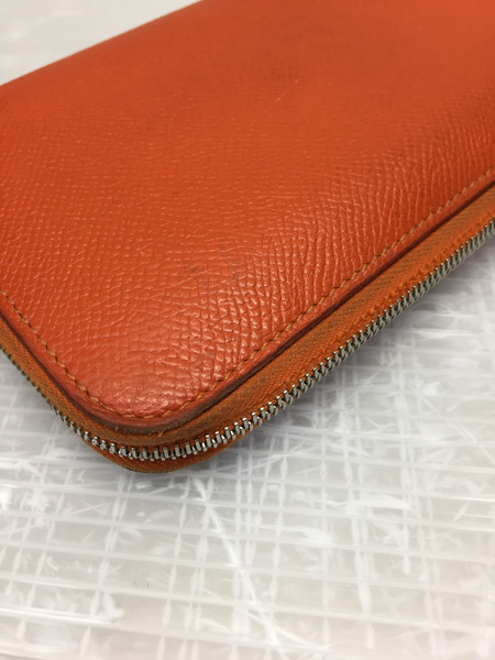 HERMES/アザップロング/シルクイン/ラウンドファスナー/ロングウォレット/オレンジ[値下]