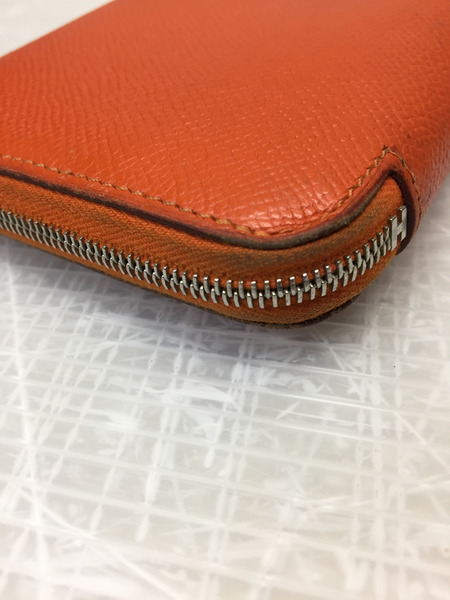 HERMES/アザップロング/シルクイン/ラウンドファスナー/ロングウォレット/オレンジ[値下]