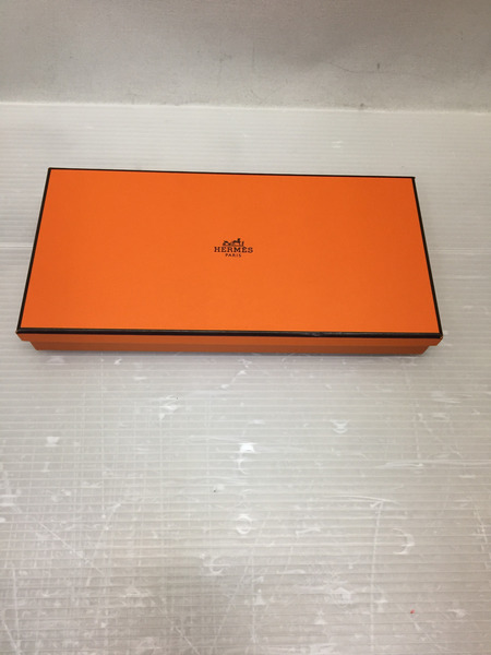 HERMES/アザップロング/シルクイン/ラウンドファスナー/ロングウォレット/オレンジ[値下]