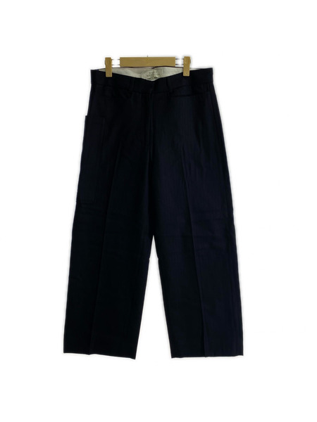 STUDIO NICHOLSON パンツ ヘリンボーン ウール スラックス 紺 W34