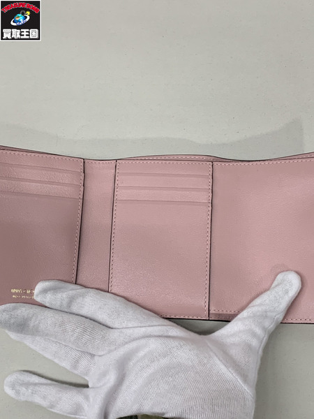 コンパクトウォレット JIMMY CHOO マリンダ rose レザーウォレット ピンク