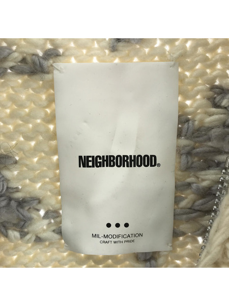 NEIGHBORHOOD ニット・セーター 総柄 カウチンニット 白 (L)[値下]