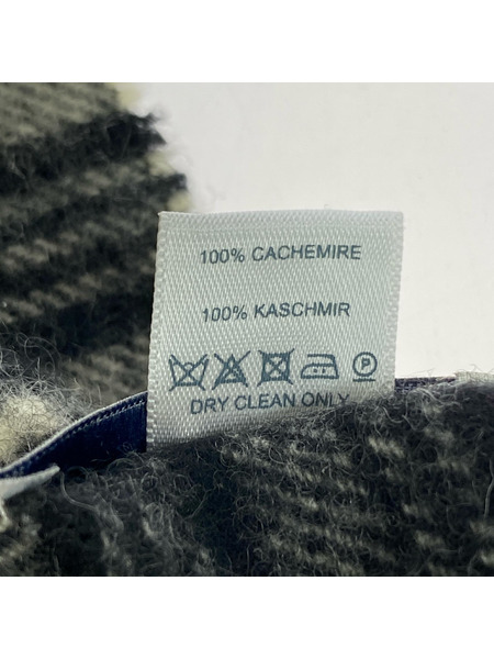 Johnstons ソノ他 英国製/カシミヤ100%/チェック/マフラー/黒白