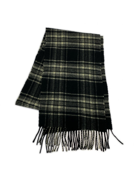 Johnstons ソノ他 英国製/カシミヤ100%/チェック/マフラー/黒白