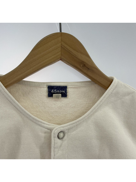 45R ジャケット 45RPM ノーカラー スウェット ジャケット アイボリー 3