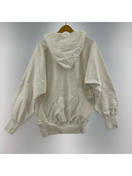 Champion パーカー 90s RW USA製 染ミ込ミ4段プリント L 白