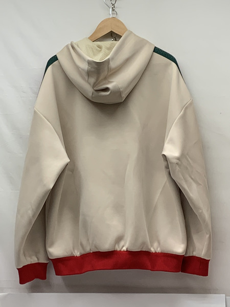 GUCCI ウェブストライプ エンボス ロゴ パーカー SizeM BEG 本体のみ グッチ プルオーバー スウェット フーディ