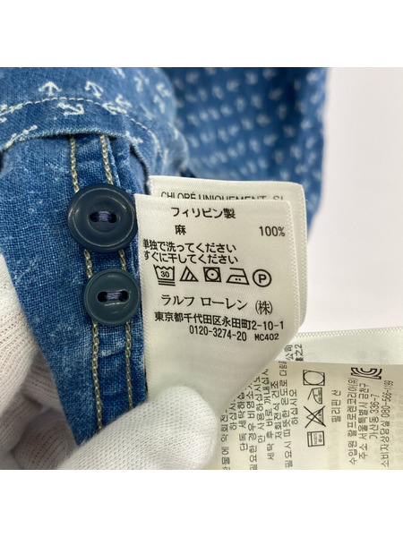 RRL 碇柄 S/Sシャツ L ブルー系