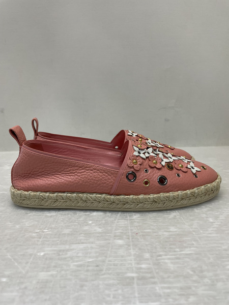 LOUIS VUITTON レザーフラワー エスパドリーユ 37 ピンク MA1116