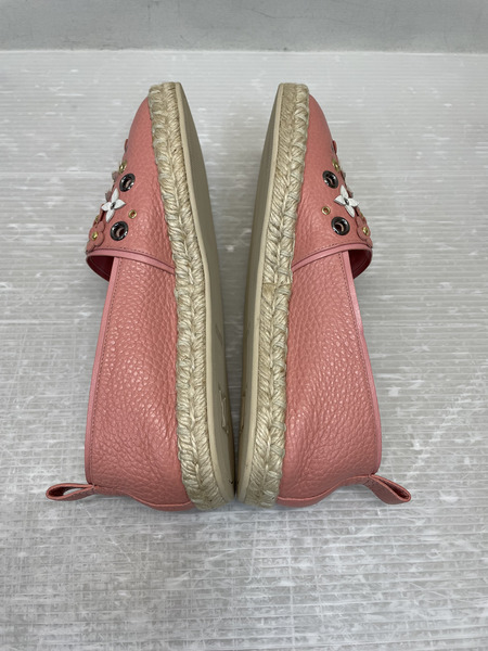 LOUIS VUITTON レザーフラワー エスパドリーユ 37 ピンク MA1116