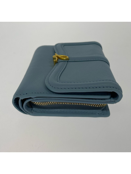 agnes b. コンパクトウォレット レザー 三ツ折リ財布 水色