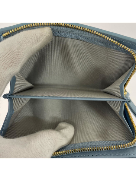 agnes b. コンパクトウォレット レザー 三ツ折リ財布 水色