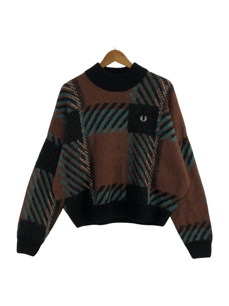 FRED PERRY ニット・セーター グリッチタータン クルーネックニットプルオーバー[値下]