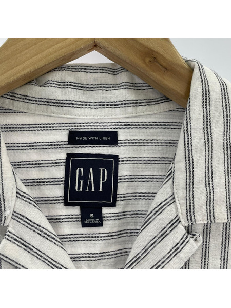 GAP 半袖シャツ 00s リネンストライプ オープンカラー (S)