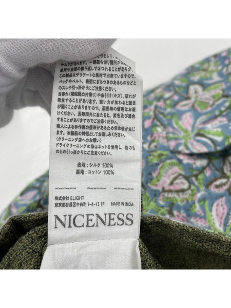 NICENESS CRAIN ツイステッドシルク2WAYイージーパンツ L オリーブ×マルチ