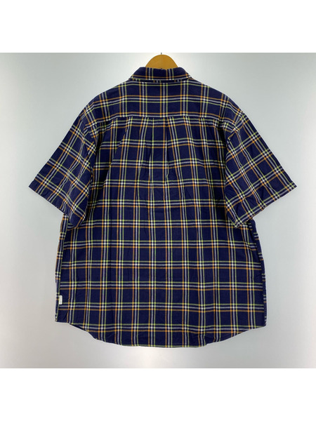 STUSSY 半袖シャツ XL/チェック/ネイビー系