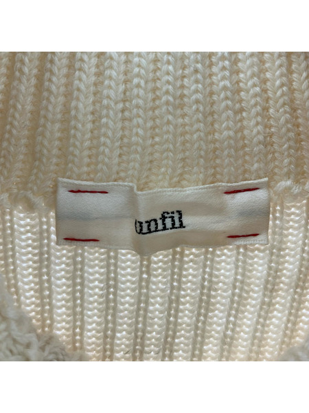 ニット・セーター unfil ハイネックリブデザインニット ベージュ