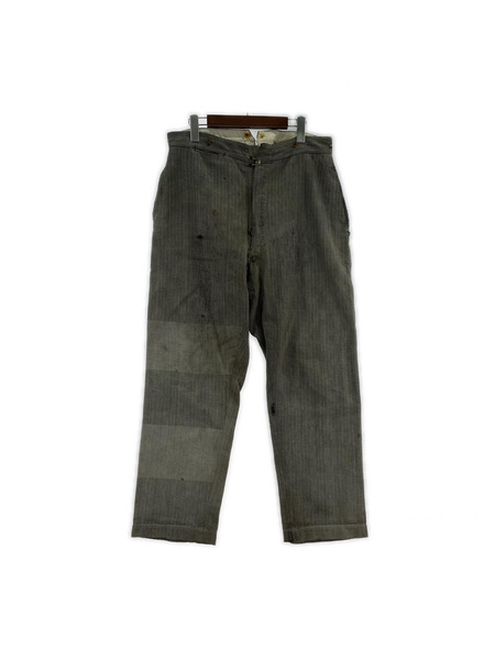 OLD・VINTAGE パンツ 推定30s フレンチブラックシャンブレーHBTワークパンツ W35