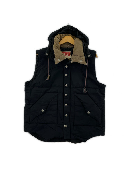 SUGAR CANE ナイロン フード付キ ダウンベスト 黒/L