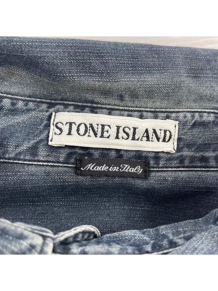 STONE ISLAND 長袖シャツ 98AW ポール・ハーヴィー期 メタルボタンデニムシャツ (M)[値下]