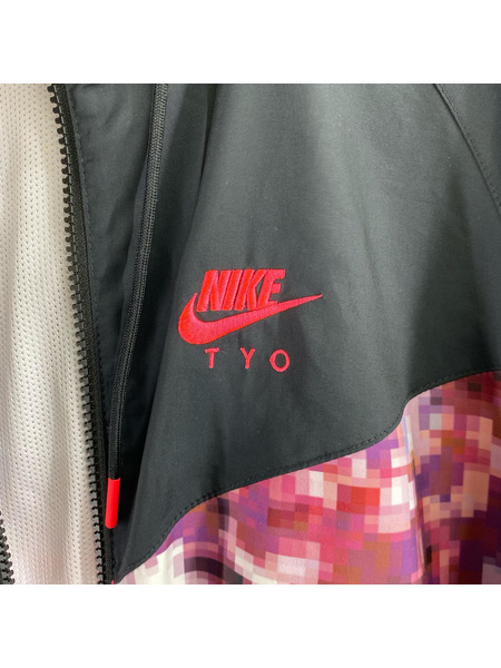 NIKE ジャケット TOKYO フローラルウーブンジャケット 黒 ピンク (L)