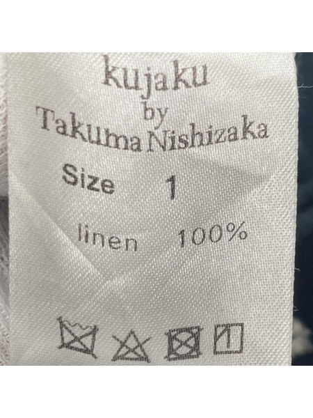 kujaku ストライプ リネンパンツ 1 グレー×ブラック