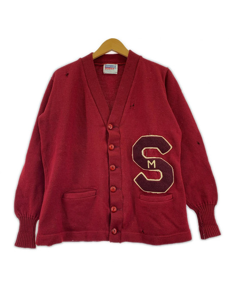 60s CHEERLEADER レタードカーディガン 40 赤[値下]