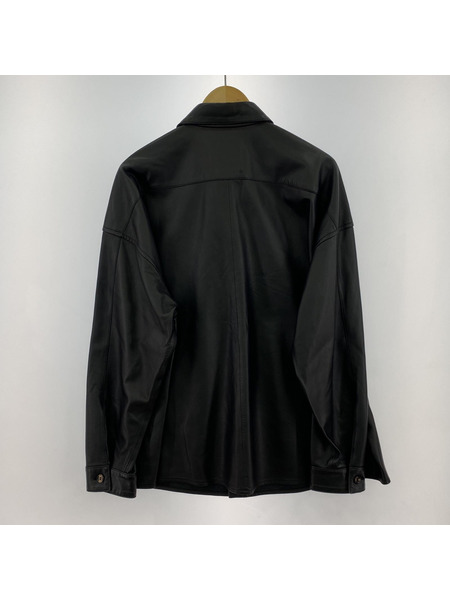 MARNI 20AW ラムレザー レギュラーカラーシャツ 44 ブラック