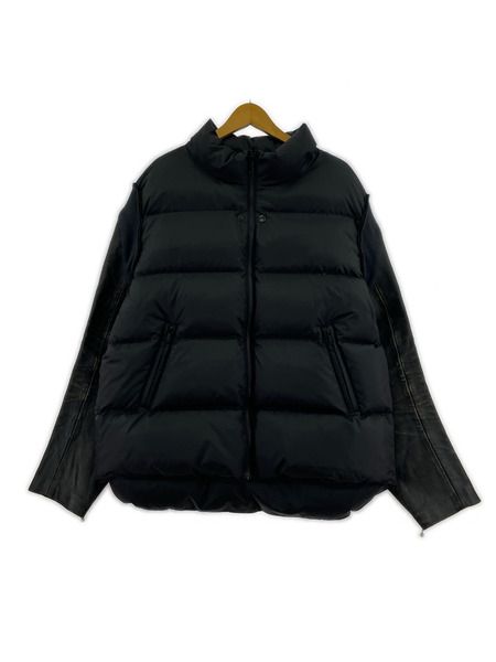 UNDERCOVER ジャケット 24AW USED加工 レザースリーブダウンジャケット (4) 黒