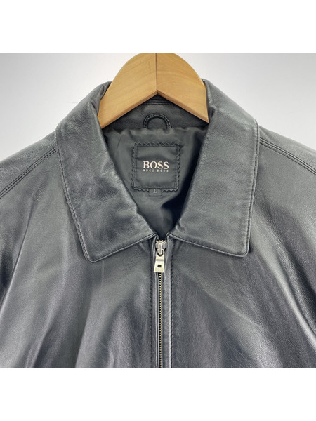 HUGO BOSS レザージャケット ラムスキン レザージャケrット 黒 (L)