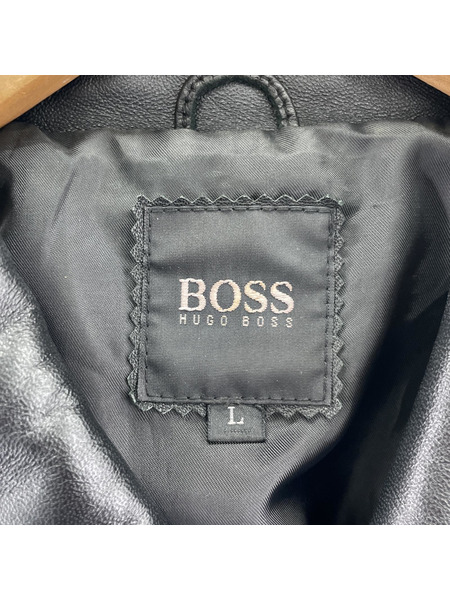 HUGO BOSS レザージャケット ラムスキン レザージャケrット 黒 (L)