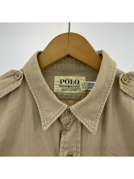POLO RALPH LAUREN 長袖シャツ DENIM&SUPPLY ミリタリーシャツ ベージュ (L)
