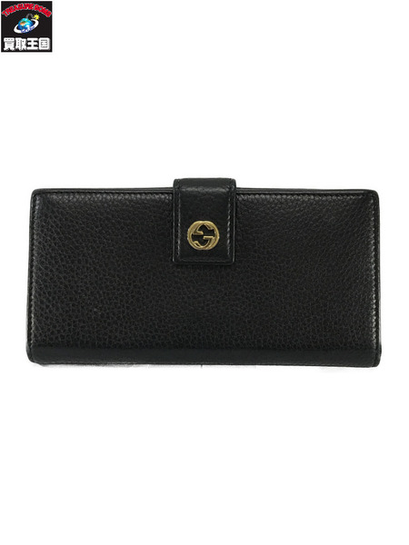 GUCCI 長財布 インターロッキングG レザー 黒
