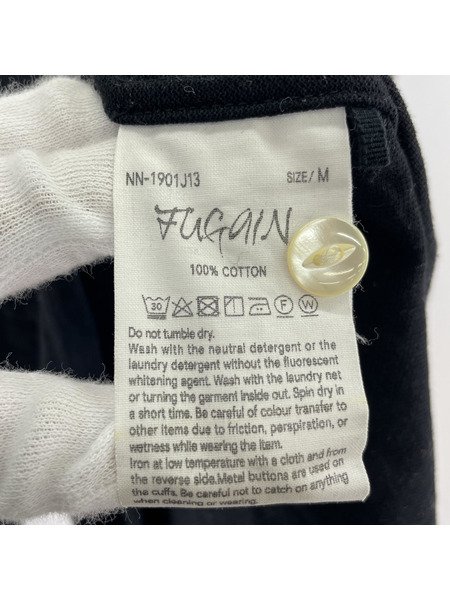 NICENESS 長袖Tシャツ・カットソー FUGAIN フーガン 鹿ノ子ポロシャツ 黒 (M)[値下]