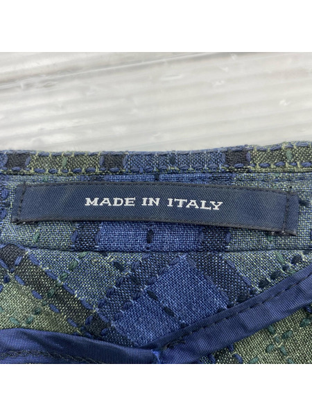 TAGLIATORE テーラードジャケット・ブレザー イタリア製 コットンリネン チェック 青(46)