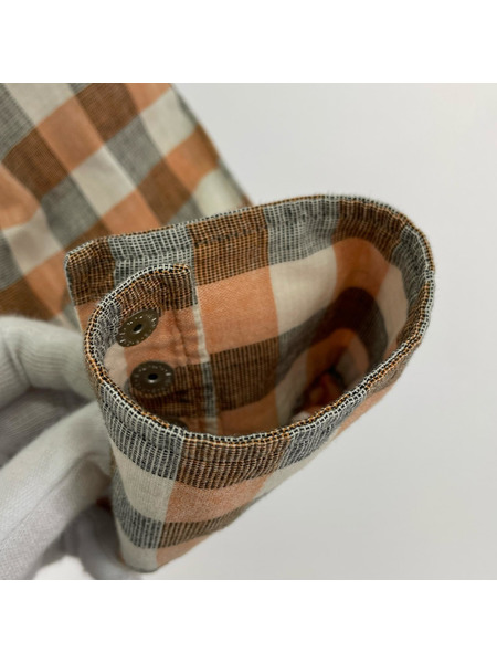 THE FLAT HEAD 長袖シャツ チェック ウエスタンシャツ オレンジ