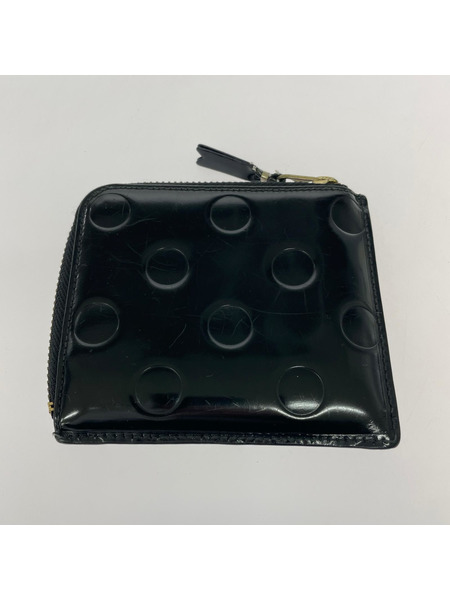 COMME des GARCONS コンパクトウォレット ドットエンボス L字ファスナー 黒