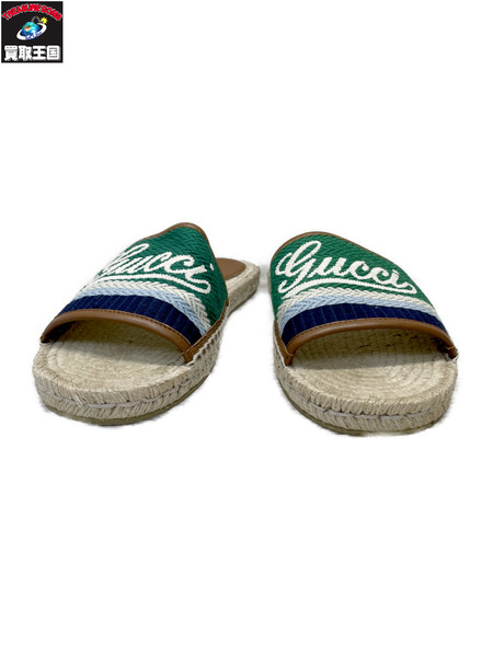 GUCCI ロゴ入りスライドサンダル　サイズ7 GUCCI ロゴスクリプト エスパドリーユスライド 7 1/2 824883