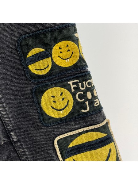 KAPITAL 14oz Black Denim T-back Drizzler Anarchy Rainbowy 4