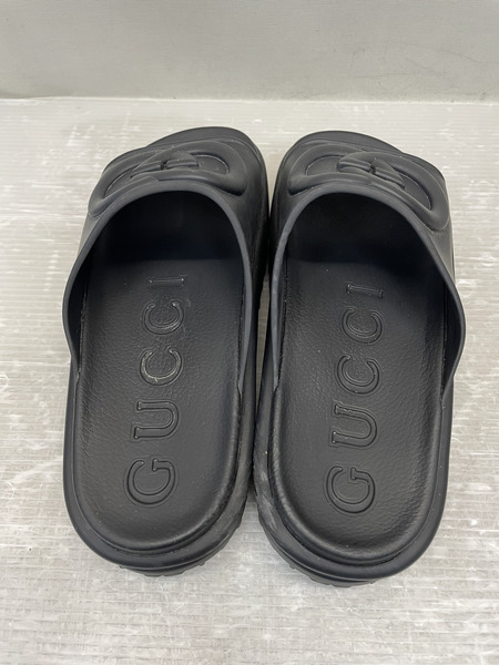 GUCCI インターロッキングG ラバースライドサンダル 9 黒