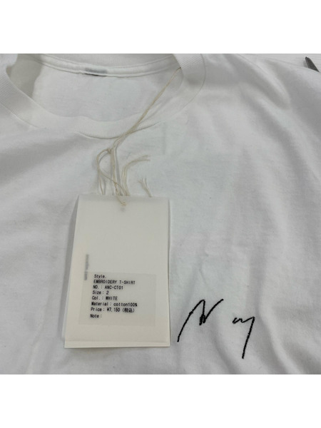 ANCELLM 半袖Tシャツ・カットソー EMBROIDERY T-SHIRT WHT