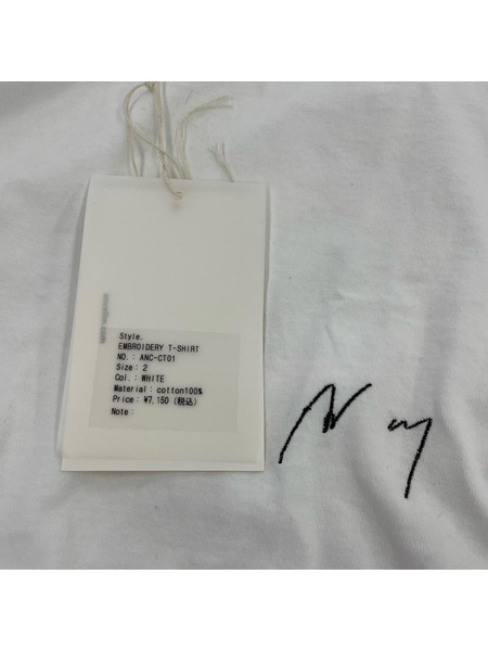 ANCELLM 半袖Tシャツ・カットソー EMBROIDERY T-SHIRT WHT