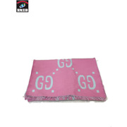 GUCCI GG柄 シルク混 ラムウールマフラー ピンク×ライトブルー